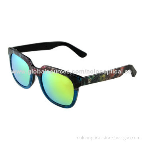 High Definition acetate sunglasses, colorfull mirrored CR-39 Sunlens